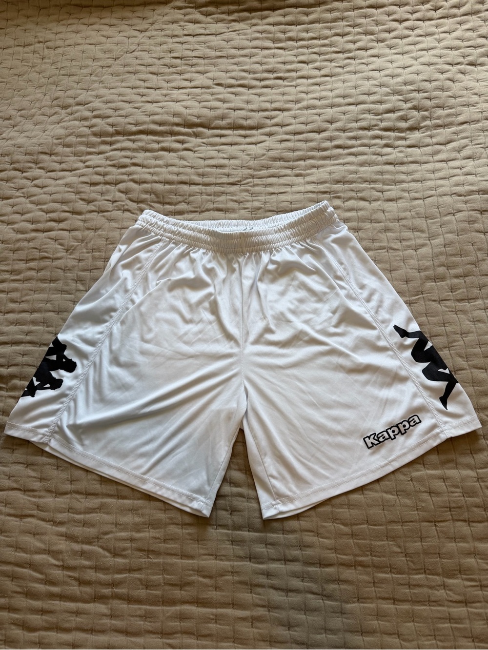 NWOT Kappa White Soccer Shorts Black Logo Size XL